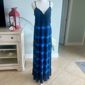 INC Tie-Dye Maxi Dress Blue Spaghetti Straps Sz M